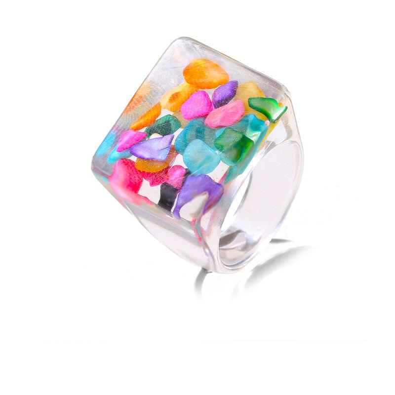 VKME-anillo acrílico de resina para mujer, colorido, creativo coreano cuadrado geométrico redondo Irregular, joyería